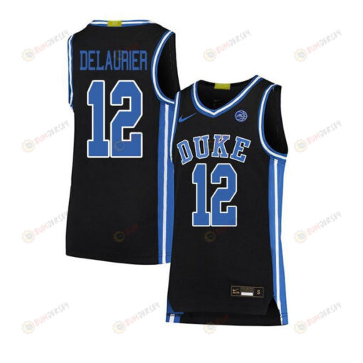 Javin DeLaurier 12 Duke Blue Devils Elite Basketball Men Jersey - Black