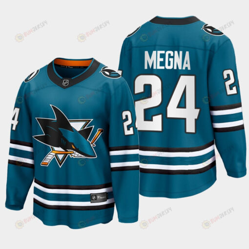 Jaycob Megna 24 San Jose Sharks 2022-23 Home The Evolve Teal Jersey