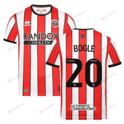 Jayden Bogle 20 Sheffield United 2022-23 Home Jersey - Red/White Stripes