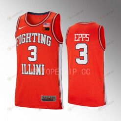 Jayden Epps 3 Illinois Fighting Illini Orange Jersey 2022-23 Retro Basketball