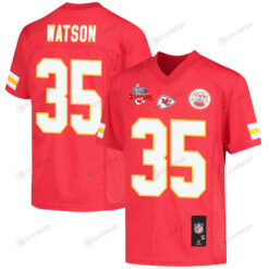 Jaylen Watson 35 Kansas City Chiefs Super Bowl LVII Champions 3 Stars Youth Jersey - Red