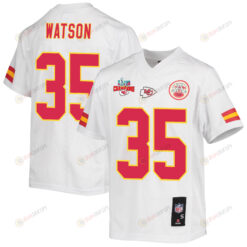 Jaylen Watson 35 Kansas City Chiefs Super Bowl LVII Champions 3 Stars Youth Jersey - White