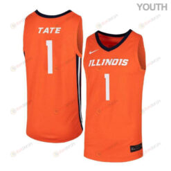 Jaylon Tate 1 Illinois Fighting Illini Elite Basketball Youth Jersey - Orange