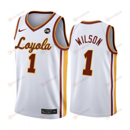 Jeameril Wilson 1 Loyola Chicago Ramblers White Jersey 2022-23 College Basketball