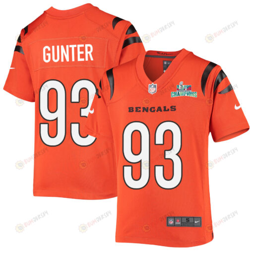 Jeff Gunter 93 Cincinnati Bengals Super Bowl LVII Champions Youth Alternate Game Jersey - Black