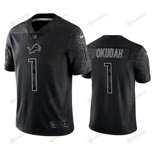 Jeff Okudah 1 Detroit Lions Black Reflective Limited Jersey - Men