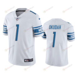 Jeff Okudah 1 Detroit Lions White Vapor Limited Jersey