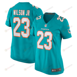 Jeff Wilson Jr. 23 Miami Dolphins Women's Game Player Jersey - Aqua