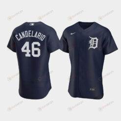 Jeimer Candelario 46 Detroit Tigers Team Logo Navy Alternate Jersey Jersey