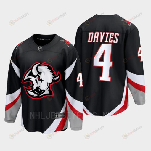 Jeremy Davies 4 Buffalo Sabres 2022-23 Goathead Third Premier Breakaway Player Black Jersey