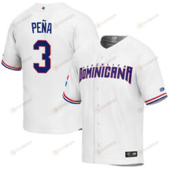 Jeremy Pe?a 3 Dominican Republic Baseball 2023 World Baseball Classic Jersey - White