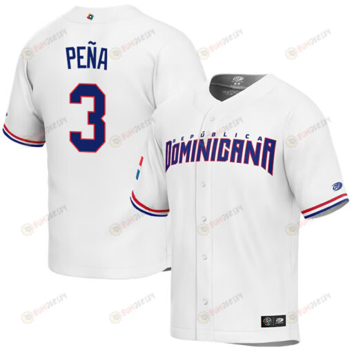 Jeremy Pe?a 3 Dominican Republic Baseball 2023 World Baseball Classic Jersey - White