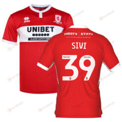 Jeremy Sivi 39 Middlesbrough 2022-23 Home Jersey - Red/White