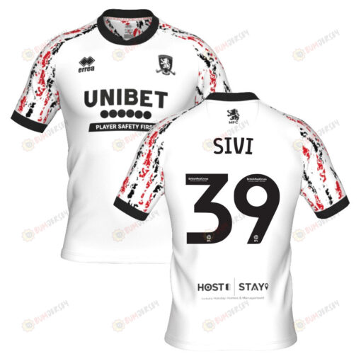 Jeremy Sivi 39 Middlesbrough 2022-23 Third Jersey - White