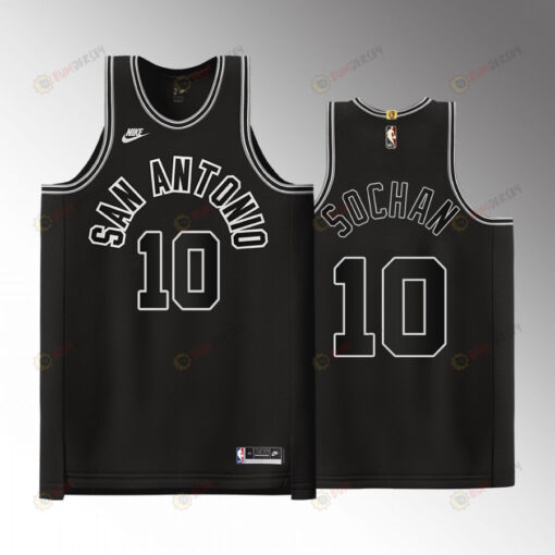 Jeremy Sochan 10 2022-23 Spurs Classic Edition Jersey Black 50 Years