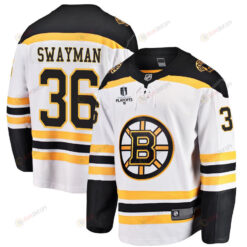 Jeremy Swayman 36 Boston Bruins Stanley Cup 2023 Playoffs Patch Away Breakaway Men Jersey - White