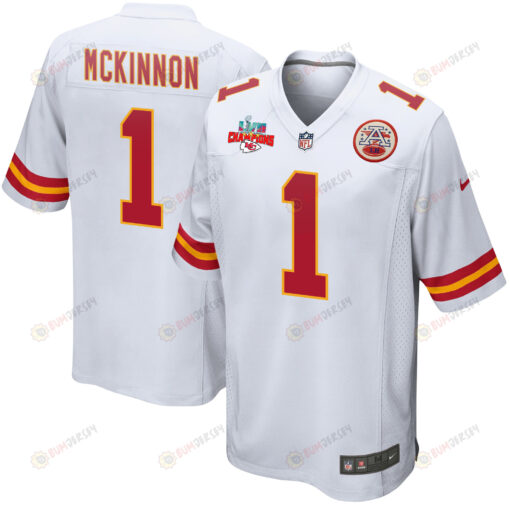 Jerick McKinnon 1 Kansas City Chiefs Super Bowl LVII Champions 3 Stars Men's Jersey - White