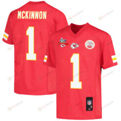 Jerick McKinnon 1 Kansas City Chiefs Super Bowl LVII Champions 3 Stars Youth Jersey - Red