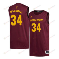 Jermaine Marshall 34 Arizona State Sun Devils Basketball Men Jersey - Maroon