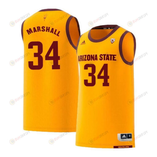 Jermaine Marshall 34 Arizona State Sun Devils Retro Basketball Men Jersey - Yellow