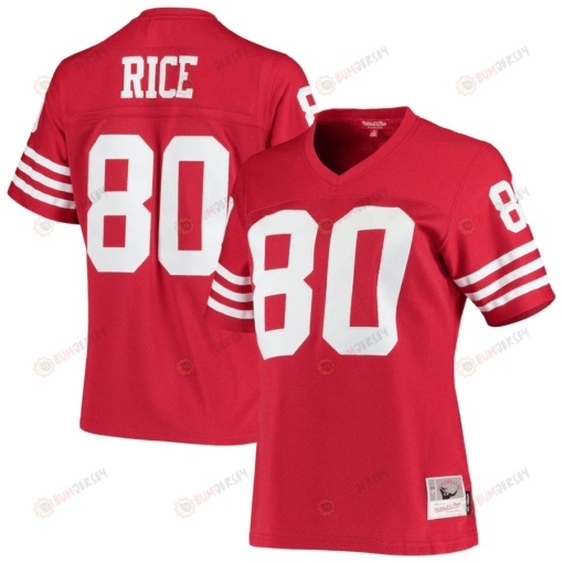 Jerry Rice 80 San Francisco 49ers Mitchell & Ness Women's 1990 Legacy Jersey - Scarlet