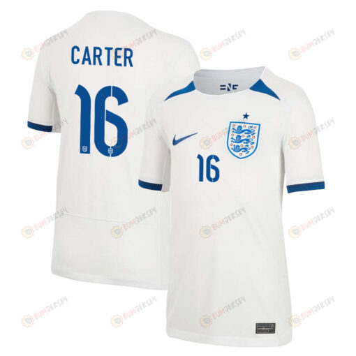 Jess Carter 16 England 1 Star Women's National Team 2023-24 World Cup Home Jersey