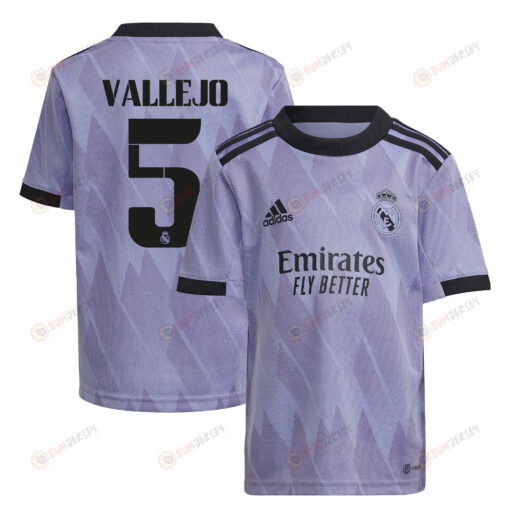 Jes?s Vallejo 5 Real Madrid 2022/23 Away Youth Jersey - Purple