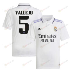 Jes?s Vallejo 5 Real Madrid 2022/23 Home Youth Jersey - White