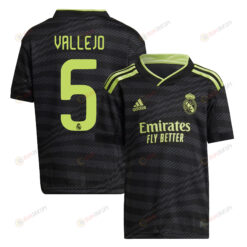 Jes?s Vallejo 5 Real Madrid 2022/23 Third Youth Jersey - Black