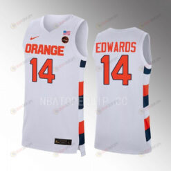 Jesse Edwards 14 Syracuse Orange White Jersey 2022-23 College Basketball