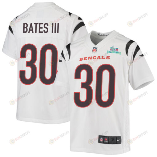 Jessie Bates III 30 Cincinnati Bengals Super Bowl LVII Champions Youth Jersey - White