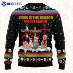 Jesus Is The Reason For The Season Cat Ugly Sweaters For Men Women Unisex