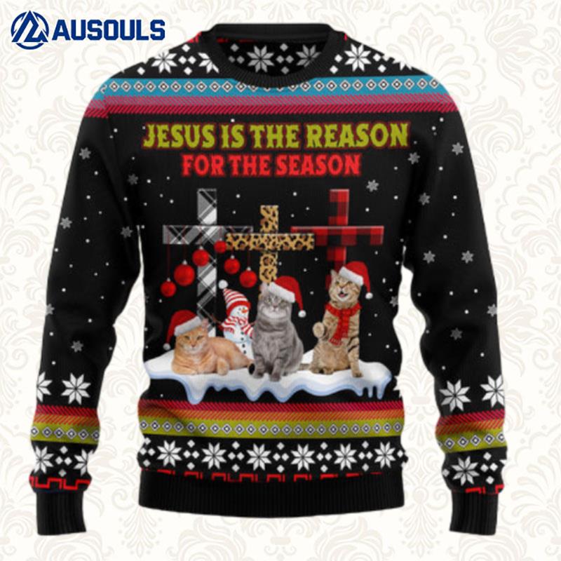 Jesus Is The Reason For The Season Cat Ugly Sweaters For Men Women Unisex