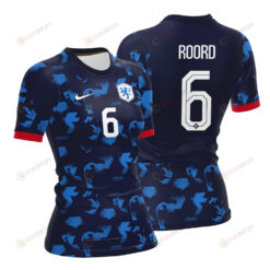 Jill Roord 6 Netherlands 2023 Women Away Jersey - Blue - All Over Printed Jersey