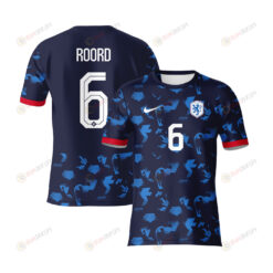 Jill Roord 6 Netherlands 2023 Youth Away Jersey - Blue - All Over Printed Jersey