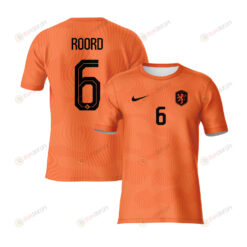 Jill Roord 6 Netherlands 2023 Youth Home Jersey - Orange - All Over Printed Jersey