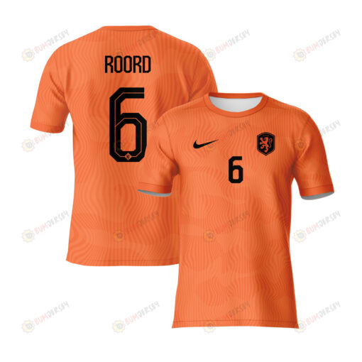 Jill Roord 6 Netherlands 2023 Youth Home Jersey - Orange - All Over Printed Jersey