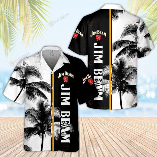 Jim Beam Palm Hawaiian Shirt In Black And White