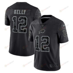 Jim Kelly 12 Buffalo Bills Retired Player RFLCTV Limited Jersey - Black