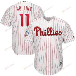 Jimmy Rollins Philadelphia Phillies Home Retirement Cool Base Player Jersey - White Red