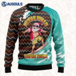 Jingle Bells Surfing Swells Ugly Sweaters For Men Women Unisex