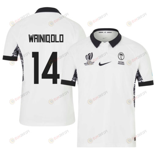 Jiuta Wainiqolo 14 Fiji 2023 Rugby World Cup Home Stadium Jersey - White