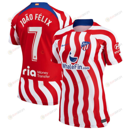 Joao Felix 7 Atletico de Madrid Women 2022/23 Home Breathe Stadium Jersey - Red/White