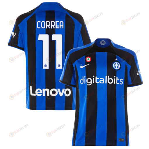 Joaqu?n Correa 11 Inter Milan 2022/23 Home Men Jersey - Black/Blue Stripes