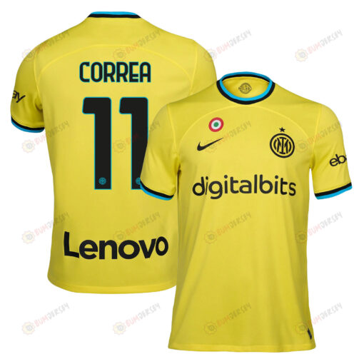 Joaqu?n Correa 11 Inter Milan 2022/23 Third Men Jersey - Yellow