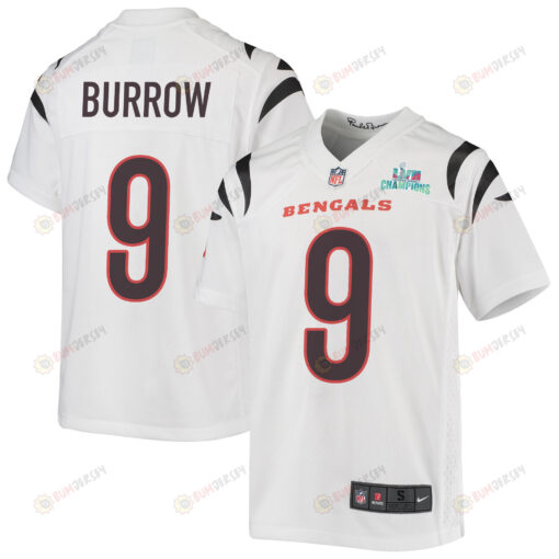 Joe Burrow 9 Cincinnati Bengals Super Bowl LVII Champions Youth Jersey - White