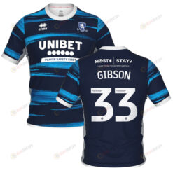 Joe Gibson 33 Middlesbrough 2022-23 Away Jersey - Navy/Blue