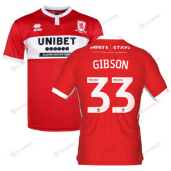 Joe Gibson 33 Middlesbrough 2022-23 Home Jersey - Red/White