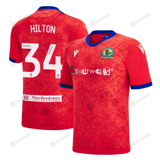 Joe Hilton 34 Blackburn Rovers 2022-23 Third Jersey - Red