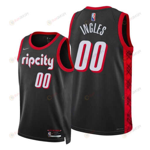 Joe Ingles Blazers 2022 City Edition Black 00 Jersey 75th Diamond Badge - Men Jersey